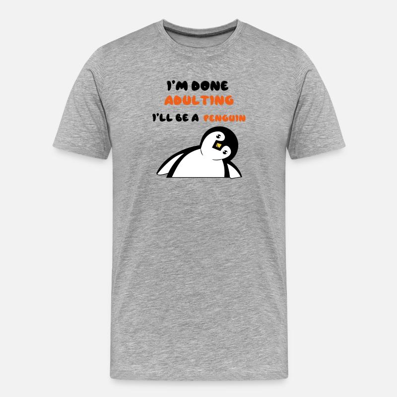 Süß Pinguin Statement Zoo Tier Vogel - Männer Premium Bio T-Shirt - Grau meliert