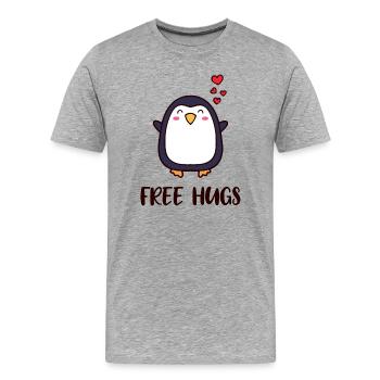 Süß Pinguin Herz Statement Antarktis Vogel Tier - Männer Premium Bio T-Shirt - Grau meliert - Vorne - Damien (186cm)