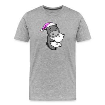 Âne avec oreiller et bonnet de couchage - T-shirt bio Premium Homme - gris chiné - Devant - Damien (186cm)