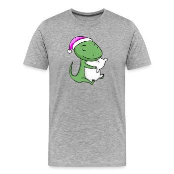 Lézard avec oreiller et bonnet de couchage - T-shirt bio Premium Homme - gris chiné - Devant - Damien (186cm)