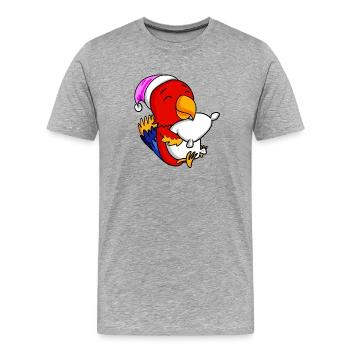 Perroquet avec oreiller et bonnet de couchage - T-shirt bio Premium Homme - gris chiné - Devant - Damien (186cm)