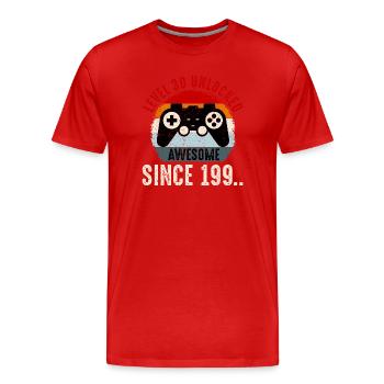 Level-30 Entsperrter Retro-Controller - Männer Premium Bio T-Shirt - Rot - Vorne - Damien (186cm)