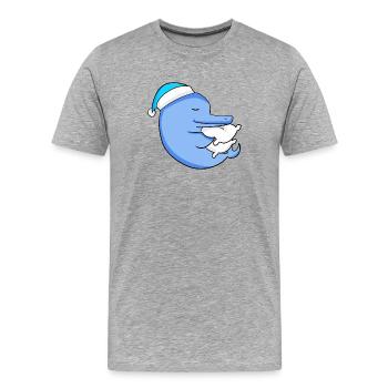 Dauphin avec oreiller et bonnet de couchage - T-shirt bio Premium Homme - gris chiné - Devant - Damien (186cm)