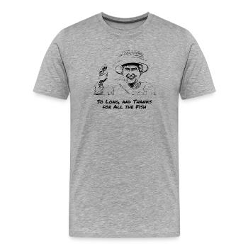 Reine, Merci pour tous les poissons - T-shirt bio Premium Homme - gris chiné - Devant - Damien (186cm)