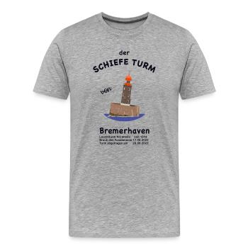 Der schiefe Turm Bremerhaven, Leuchtturm Zeichnung - Männer Premium Bio T-Shirt - Grau meliert - Vorne - Damien (186cm)