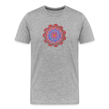 Kreismandala Farbexplosion - Männer Premium Bio T-Shirt - Grau meliert - Vorne - Damien (186cm)