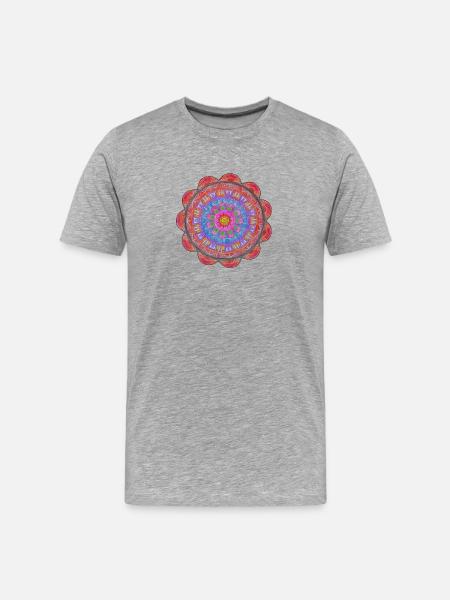 Kreismandala Farbexplosion - Männer Premium Bio T-Shirt - Grau meliert