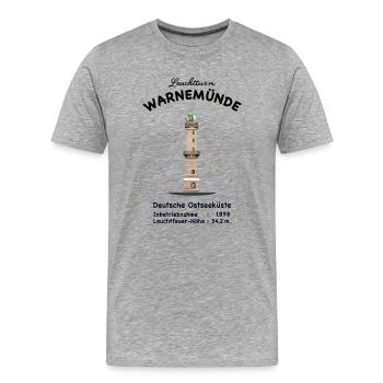 Leuchtturm Warnemünde Wahrzeichen Zeichnung - Männer Premium Bio T-Shirt - Grau meliert - Vorne - Damien (186cm)