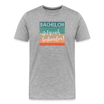 Bachelor erfolgreich bestanden Abschluss retro - Männer Premium Bio T-Shirt - Grau meliert - Vorne - Damien (186cm)