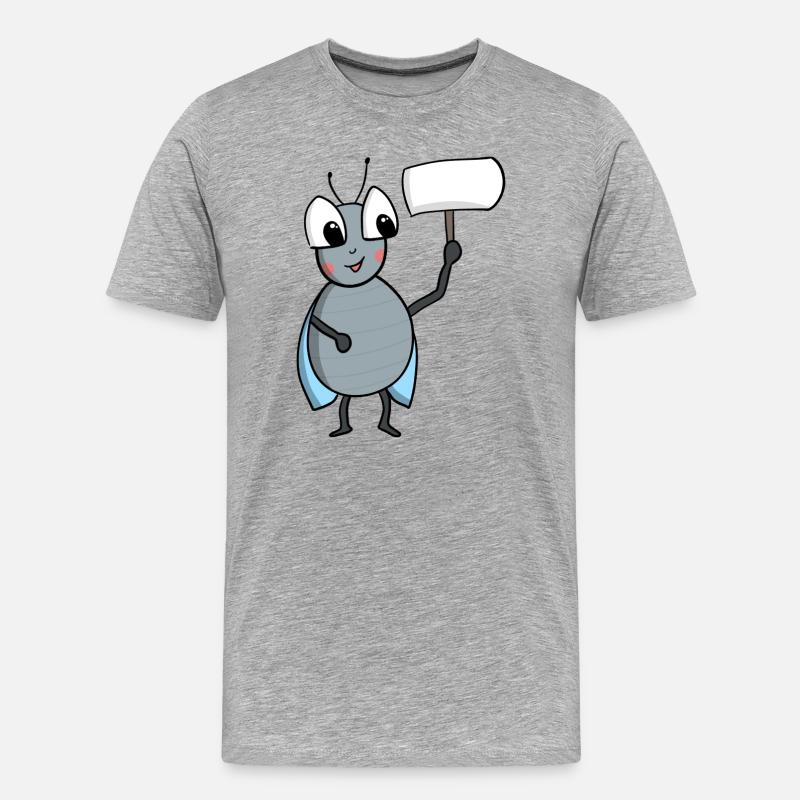 Fliege mit Schild - Männer Premium Bio T-Shirt - Grau meliert