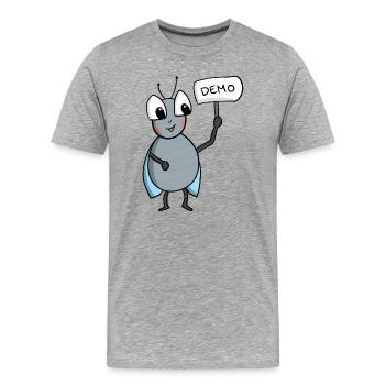 Fliege mit DEMO Schild - Männer Premium Bio T-Shirt - Grau meliert - Vorne - Damien (186cm)