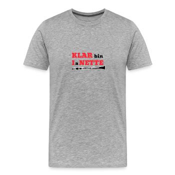 KLAR bin I a NETTE Klarinette Wortspiel - Männer Premium Bio T-Shirt - Grau meliert - Vorne - Damien (186cm)