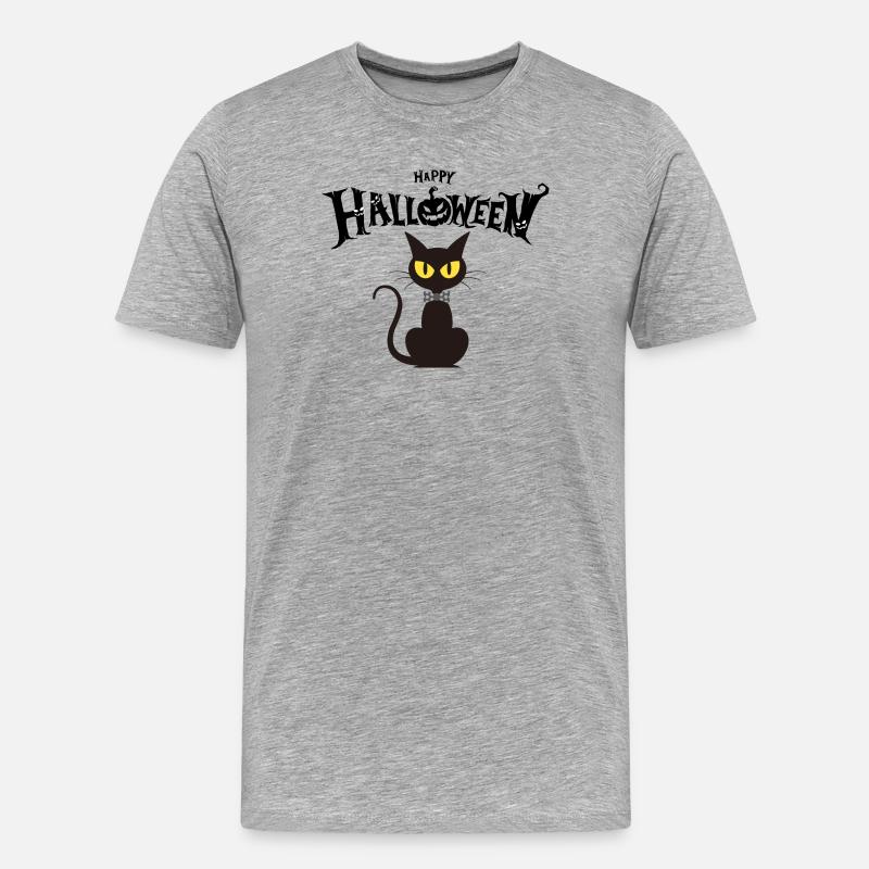 Black Cat Chic Fliege - Männer Premium Bio T-Shirt - Grau meliert