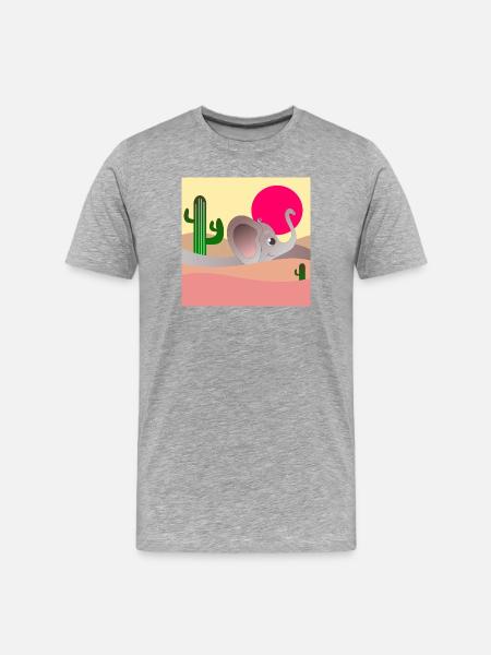 CACTUS DU DÉSERT ÉLÉPHANT - T-shirt bio Premium Homme - gris chiné