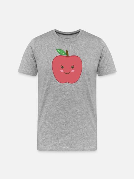 Apple Kawaii - Men's Premium Organic T-Shirt - heather grey