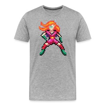 Pixel Superheroine - Heroic Woman With Orange Hair - Men's Premium Organic T-Shirt - heather grey - Front - Damien (186cm)