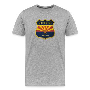 Motif surprise du drapeau de l'Arizona - T-shirt bio Premium Homme - gris chiné - Devant - Damien (186cm)