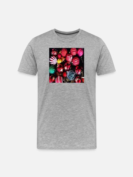 Christbaumkugeln - Weihnachtsdeko - Männer Premium Bio T-Shirt - Grau meliert