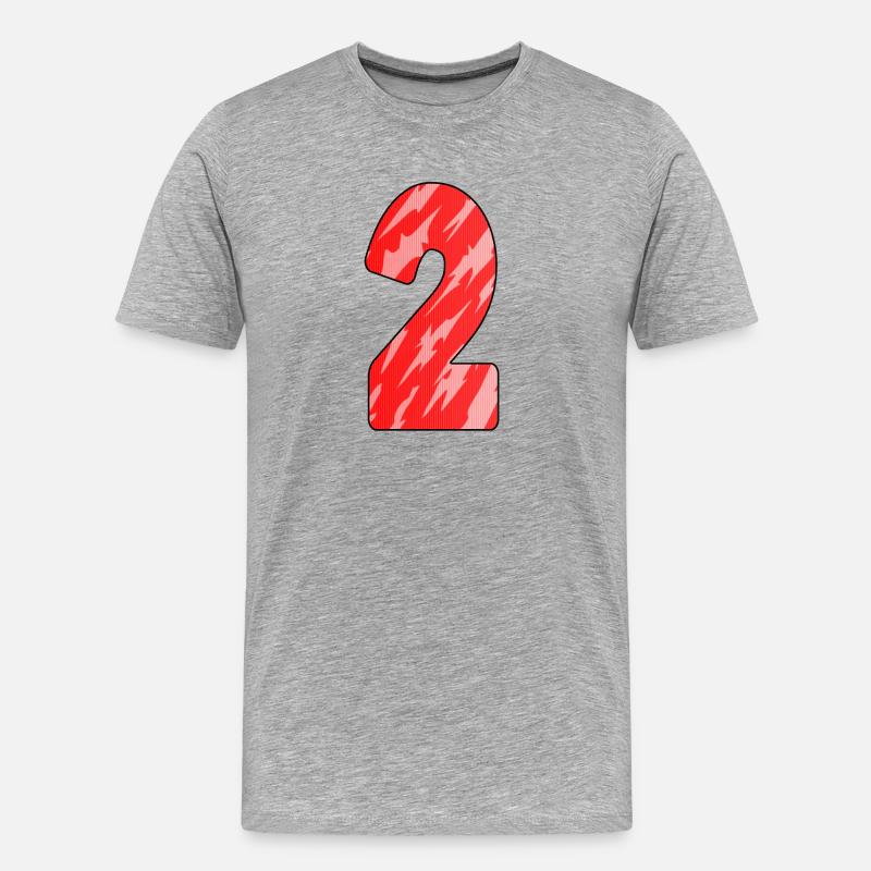 Number 2 Red Pattern - Men's Premium Organic T-Shirt - heather grey
