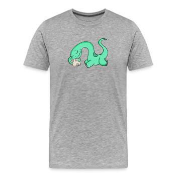 Dinosaurier mit Baby Dinosaurier - Männer Premium Bio T-Shirt - Grau meliert - Vorne - Damien (186cm)