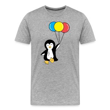 Ballon Pingouin Antarctique Animal Seabird Zoo - T-shirt bio Premium Homme - gris chiné - Devant - Damien (186cm)