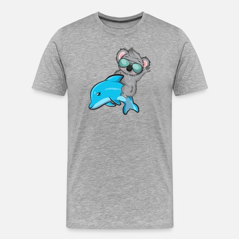 Koala und Delfin - Männer Premium Bio T-Shirt - Grau meliert