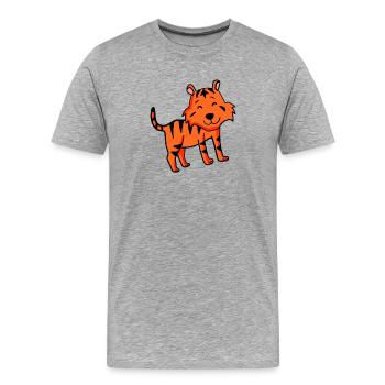 Tiger Cartoon Animal - T-shirt bio Premium Homme - gris chiné - Devant - Damien (186cm)