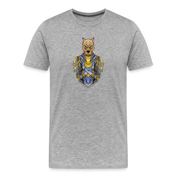 Chien chevalier en armure médiévale - T-shirt bio Premium Homme - gris chiné - Devant - Damien (186cm)