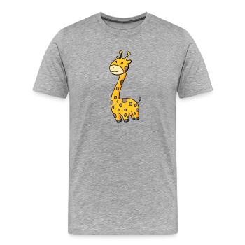 Lustige Komische Giraffe - Männer Premium Bio T-Shirt - Grau meliert - Vorne - Damien (186cm)