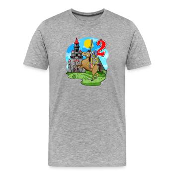 Ritter 2. Geburtstag 2 Jahre Junge Geschenk - Männer Premium Bio T-Shirt - Grau meliert - Vorne - Damien (186cm)