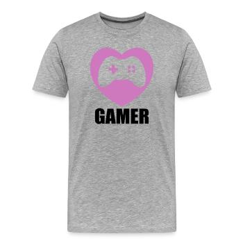 Joueur - T-shirt bio Premium Homme - gris chiné - Devant - Damien (186cm)