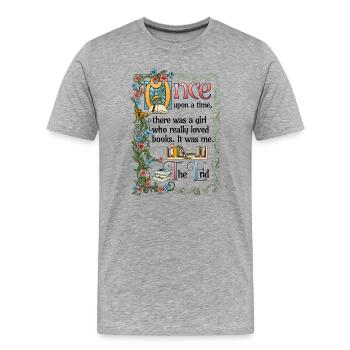 Amoureux des livres Rat de bibliothèque Rat de bibliothèque - T-shirt bio Premium Homme - gris chiné - Devant - Damien (186cm)