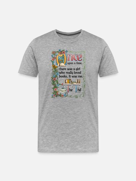 Bücher Liebhaber Leseratte Bücherwurm - Männer Premium Bio T-Shirt - Grau meliert