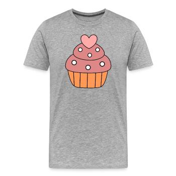 cuisson cuire au four coeur gâteau cupcake cadeau coloré - T-shirt bio Premium Homme - gris chiné - Devant - Damien (186cm)