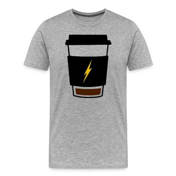 Kaffee mit niedrigem Batteriestand - Männer Premium Bio T-Shirt - Grau meliert - Vorne - Damien (186cm)