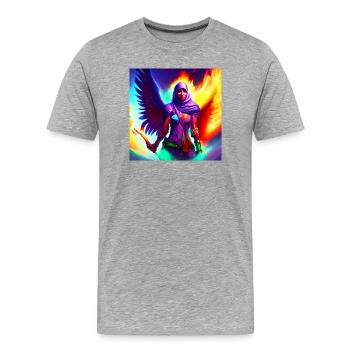 Fille musulmane avec des ailes d’ange Art - T-shirt bio Premium Homme - gris chiné - Devant - Damien (186cm)