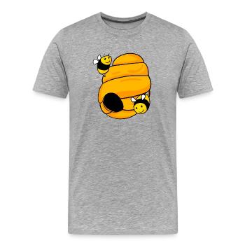 Nid d’abeilles avec des abeilles mignonnes - T-shirt bio Premium Homme - gris chiné - Devant - Damien (186cm)