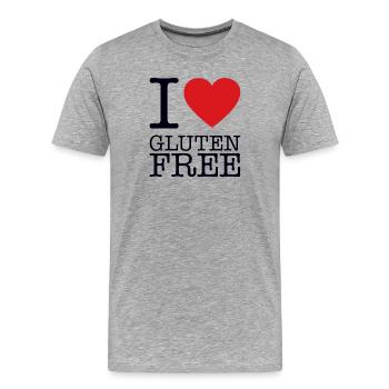 I LOVE GLUTEN FREE - Männer Premium Bio T-Shirt - Grau meliert - Vorne - Damien (186cm)