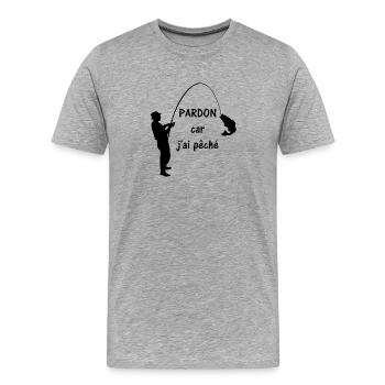 Pardon j'ai pêché - T-shirt bio Premium Homme - gris chiné - Devant - Damien (186cm)