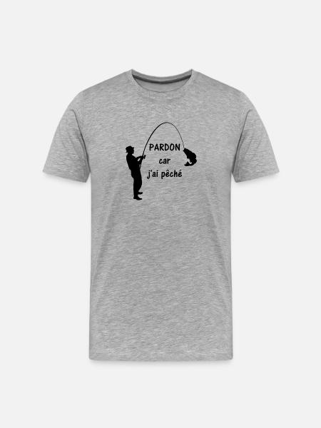 Pardon j'ai pêché - T-shirt bio Premium Homme - gris chiné