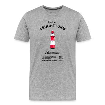 Insel Borkum, Wahrzeichen Kleiner Leuchtturm - Männer Premium Bio T-Shirt - Grau meliert - Vorne - Damien (186cm)
