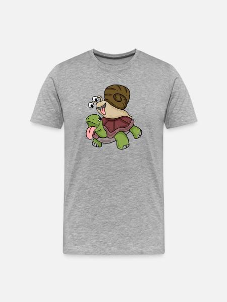 Turtle and snail - Men's Premium Organic T-Shirt - heather grey