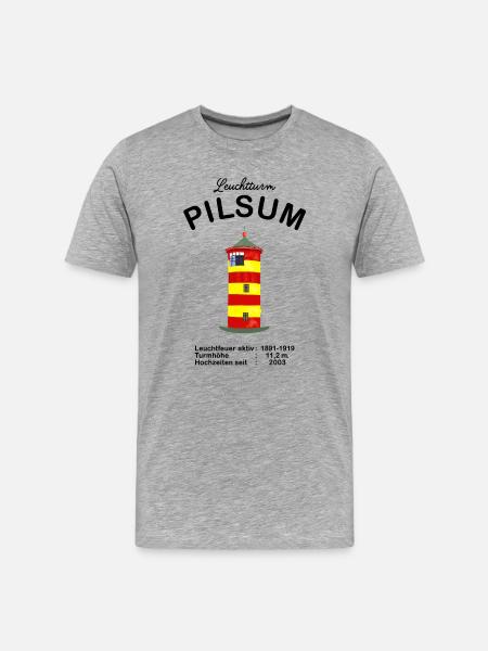 Lighthouse Pilsum, East Frisia, German North Sea - Men's Premium Organic T-Shirt - heather grey