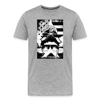 Chanvre Femme Lunettes Drapeau Américain - T-shirt bio Premium Homme - gris chiné - Devant - Damien (186cm)