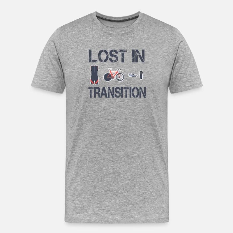 Lost In Transition Triathlet Triathlon - Männer Premium Bio T-Shirt - Grau meliert