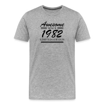 1982 - Jahrgang 1982 - Männer Premium Bio T-Shirt - Grau meliert - Vorne - Damien (186cm)