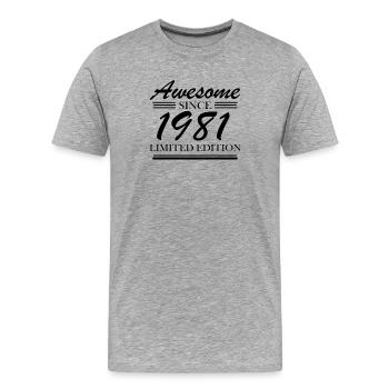 1981 - Born 1981 - Men's Premium Organic T-Shirt - heather grey - Front - Damien (186cm)
