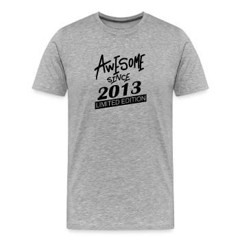 2013 - Jahrgang 2013 - Männer Premium Bio T-Shirt - Grau meliert - Vorne - Damien (186cm)