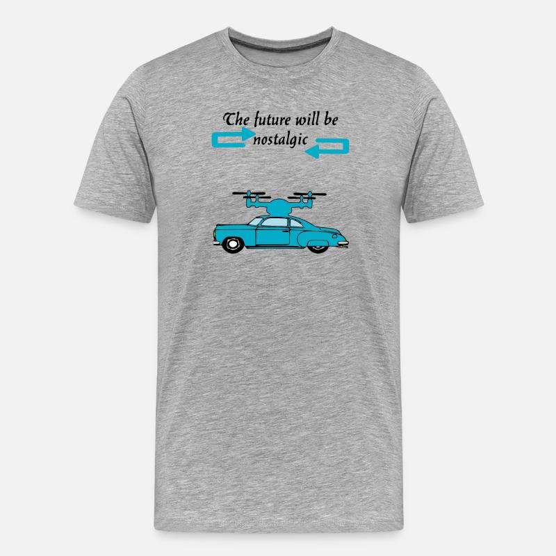 Der Futur wird nostalgisch sein - Männer Premium Bio T-Shirt - Grau meliert