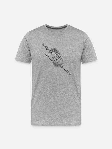 Vater Tochter passender Fauststoß, personalisiert - Männer Premium Bio T-Shirt - Grau meliert